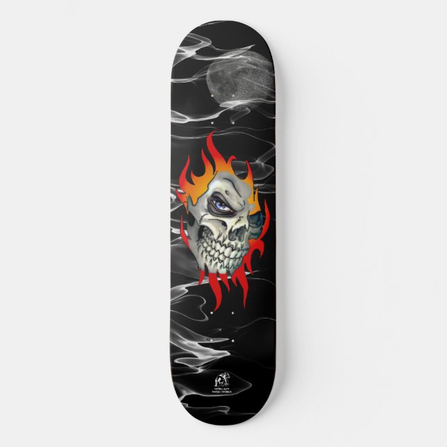 Flaming Skull Skateboard Bräda 19,5 Cm (Framsida)