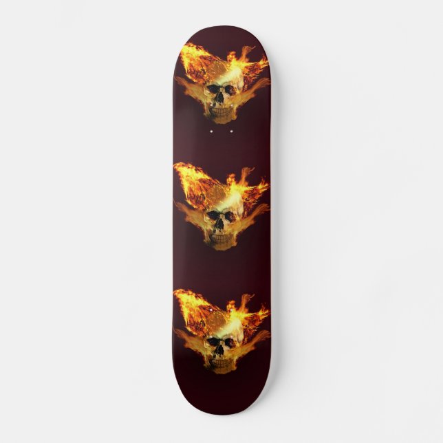 Flaming Skull Skateboard Bräda 19,5 Cm (Framsida)