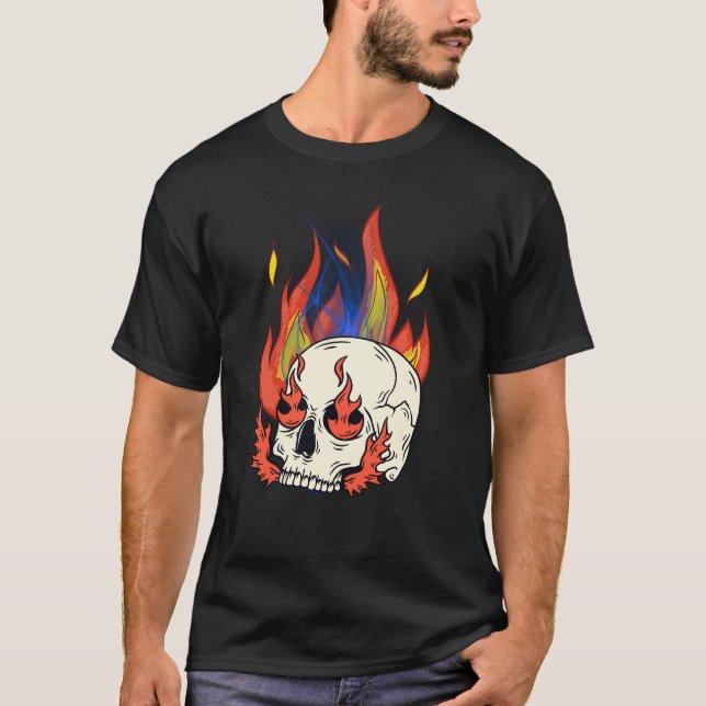 Flaming Skull T Shirt (Framsida)