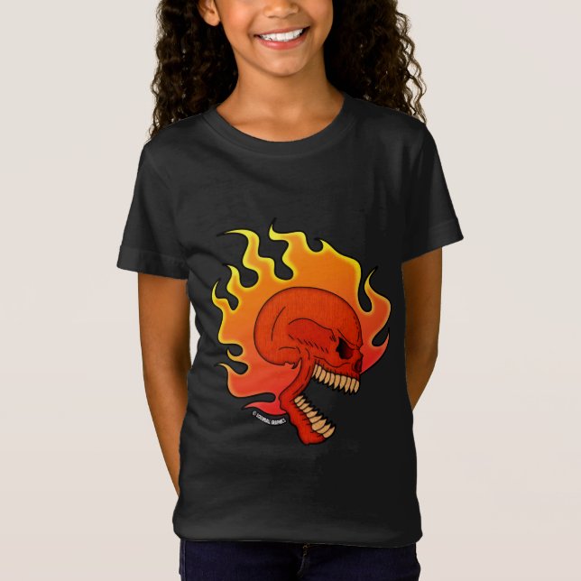 Flaming Skull T-Shirt (Framsida)