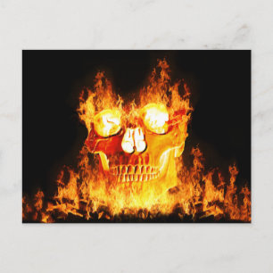 Flaming Skull Vykort