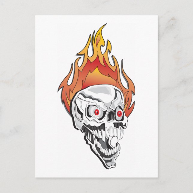 Flaming Skull Vykort (Framsida)