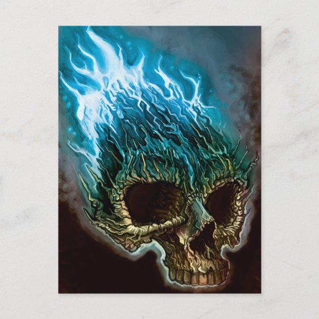Flaming Skull Vykort (Framsida)