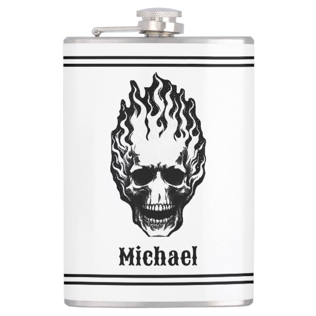 Flaming Skulls Personalized Fickplunta (Framsidan)