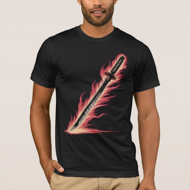 Flaming Sword Tee | Fire Blade Graphic Shirt (Framsida)