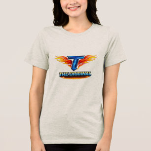 Flaming T Den Ursprungliga Eld Bokstav Grafik Kvin Shirt