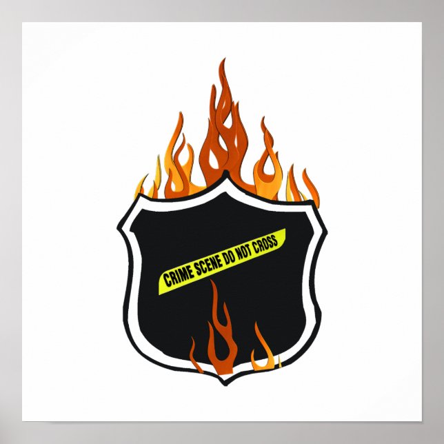 Flaming Tattoo Police Badge Poster (Framsidan)