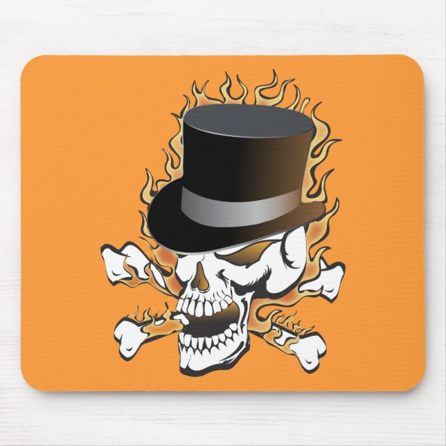 Flaming Top hat Skull Musmatta (Framsidan)