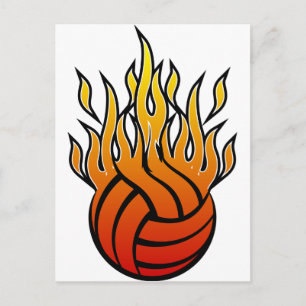 Flaming Volleyball Vykort