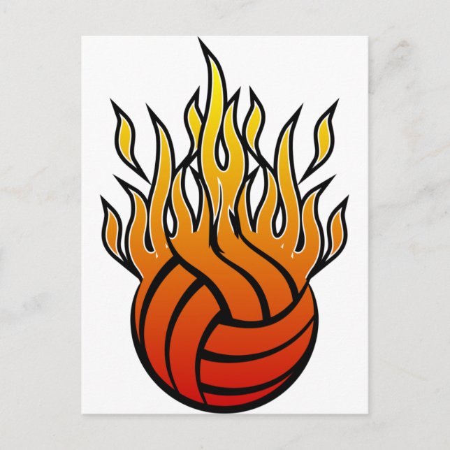 Flaming Volleyball Vykort (Framsida)