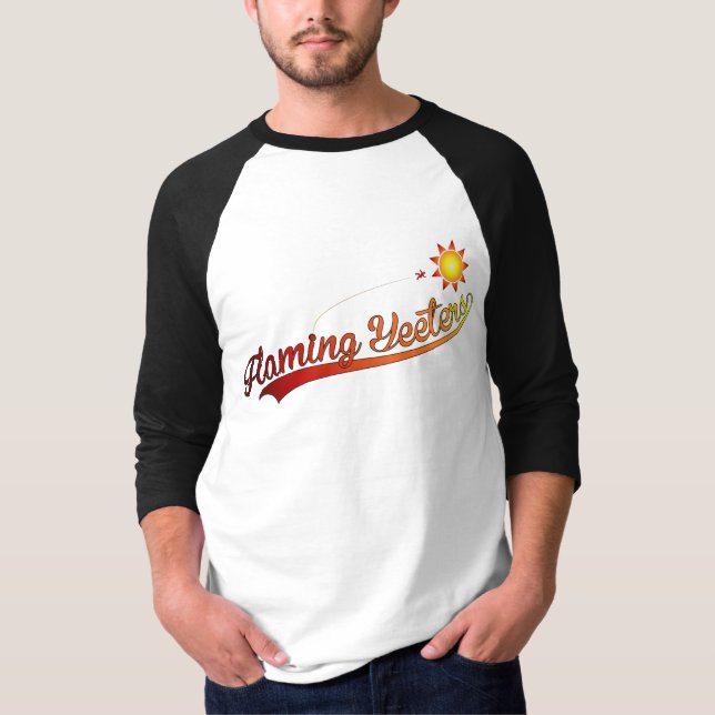 Flaming Yeeters Raglan T-Shirt (Framsida)