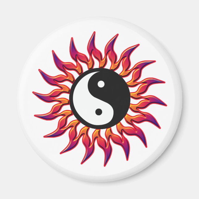 Flaming Yin Yang Sol Magnet (Framsidan)