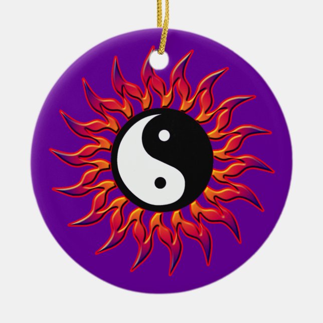Flaming Yin Yang Sol Ornament (Framsidan)