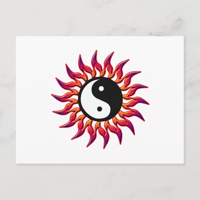 Flaming Yin Yang Sol Vykort (Framsida)
