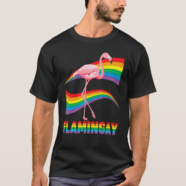Flamingay Gay Flamingo Lgbt Pride Lesbisk Proud Lg T Shirt (Framsida)