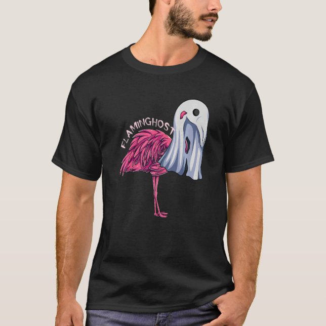 Flaminghost Rosa Flamingo Ghost Halloween Costume T Shirt (Framsida)