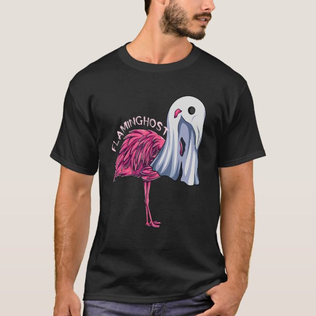 Flaminghost Rosa Flamingo Ghost Halloween Costume T Shirt (Framsida)