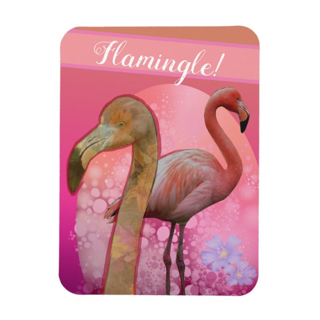 Flamingle Blommigt Flamingo Magnet (Vertikal)