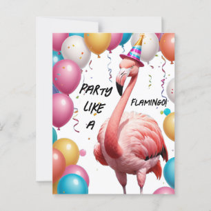 Flamingle & Feast – Rolig Flamingo Födelsedagsöver Vykort