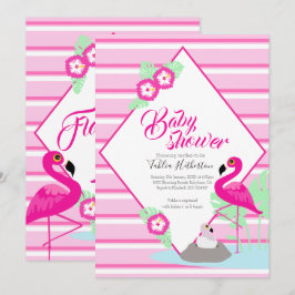 Flamingle flamingo babydusch rosa inbjudningar