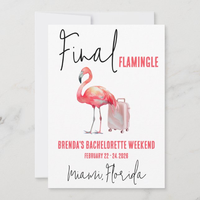 Flamingle, Flamingo Bachelorette Helg Inbjudningar (Framsida)