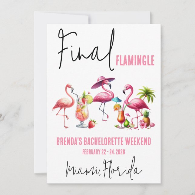 Flamingle, Flamingo Bachelorette Helg Inbjudningar (Framsida)