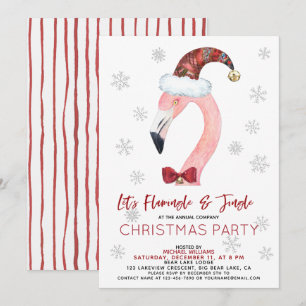 Flamingle & Jingle Santa Flamingo Jul Party Inbjudningar