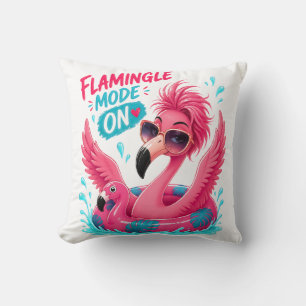 Flamingle-läge På Rosa Flamingo Pool Simma Sommar Kudde