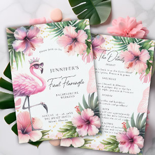 Flamingle Roligt Rosa Tropical Bachelorette Itiner Inbjudningar