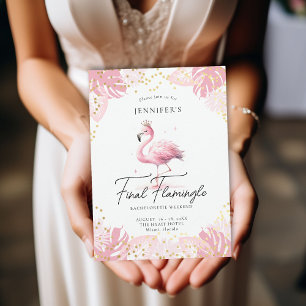 Flamingle Rosa Tropical Roligt Bachelorette Itiner Inbjudningar