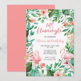 Flamingle Tropical First födelseflamingo Inbjudningar