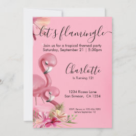 Flamingle Tropical Rosa Flamingo Birthday Inbjudningar