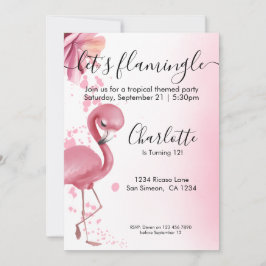 Flamingle Tropical Rosa Flamingo Birthday Inbjudningar