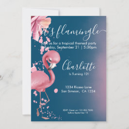 Flamingle Tropical Rosa Flamingo Birthday Inbjudningar