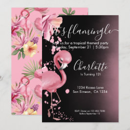 Flamingle Tropical Rosa Flamingo Birthday Inbjudningar