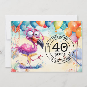 Flamingo 40:e födelsedag rolig att säga för party inbjudningar