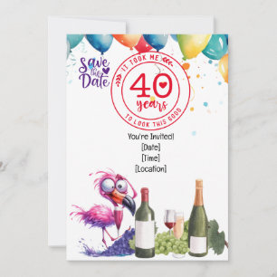 Flamingo 40:e födelsedag rolig att säga för party inbjudningar