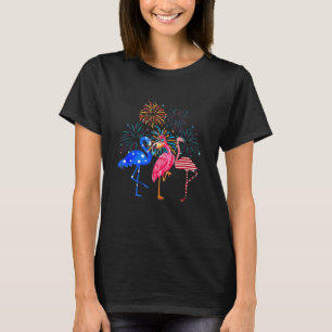 Flamingo 4:e juli amerikanska Flagga Flamingo Inde T Shirt