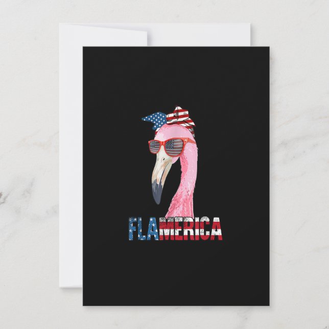 Flamingo 4:e juli Flamerica Patriotic American Inbjudningar (Framsida)