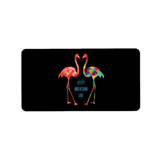 Flamingo | Acceptera Kärlek Autism Flamingo Adressetikett (Framsidan)