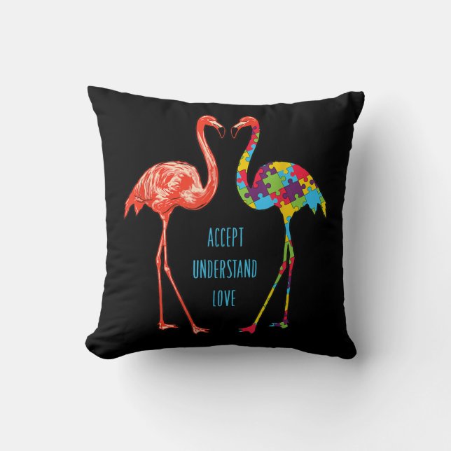 Flamingo | Acceptera Kärlek Autism Flamingo Kudde (Framsida)