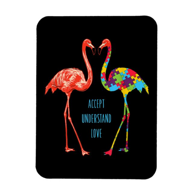 Flamingo | Acceptera Kärlek Autism Flamingo Magnet (Vertikal)