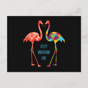 Flamingo Acceptera Kärlek Autism Flamingo Meddelande Vykort