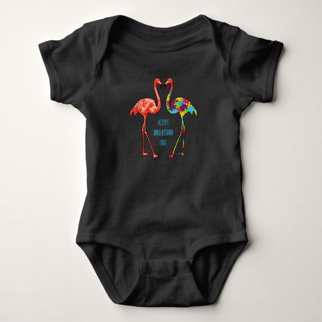 Flamingo | Acceptera Kärlek Autism Flamingo T Shirt (Framsida)