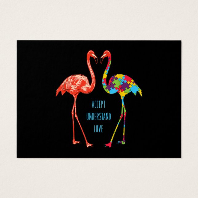 Flamingo | Acceptera Kärlek Autism Flamingo Visitkort (Framsidan)