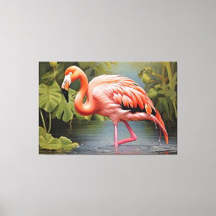 Flamingo AI-Art-målning av Vintage Canvastryck