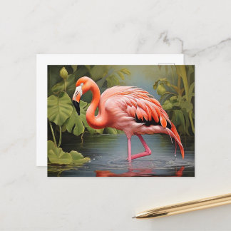 Flamingo AI-Art-målning av Vintage Vykort