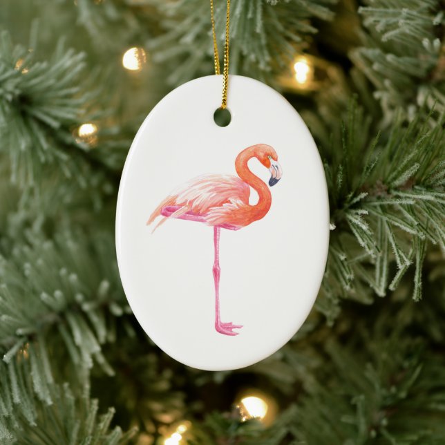 Flamingo akvarell julgransprydnad keramik (Träd)