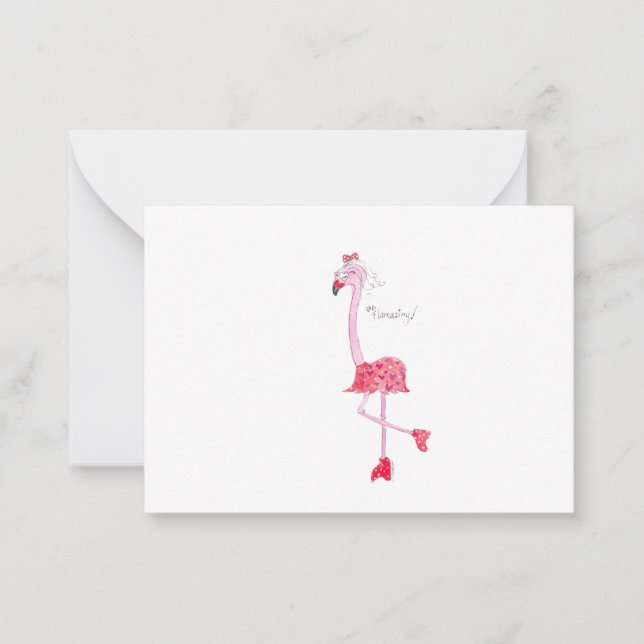 Flamingo Alla hjärtans hjärtkort Anteckningskort (Framsida)