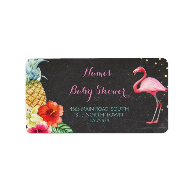 Flamingo Aloha Baby Shower Adressetiketters Sticke Adressetikett (Framsidan)
